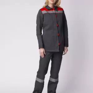 Костюм женский Весна-1 СОП NEW (тк.Смесовая,210) брюки, т.серый/красный Костюм женский Весна-1 СОП NEW (тк.Смесовая,210) брюки, т.серый/красный